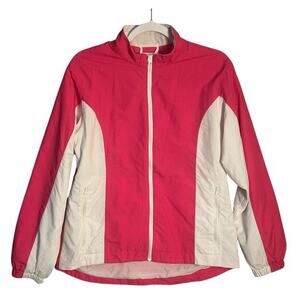 Footjoy Women's Sz M Full Zip‎ Nylon Jacket Lined Zip Pockets Windbreaker Golf